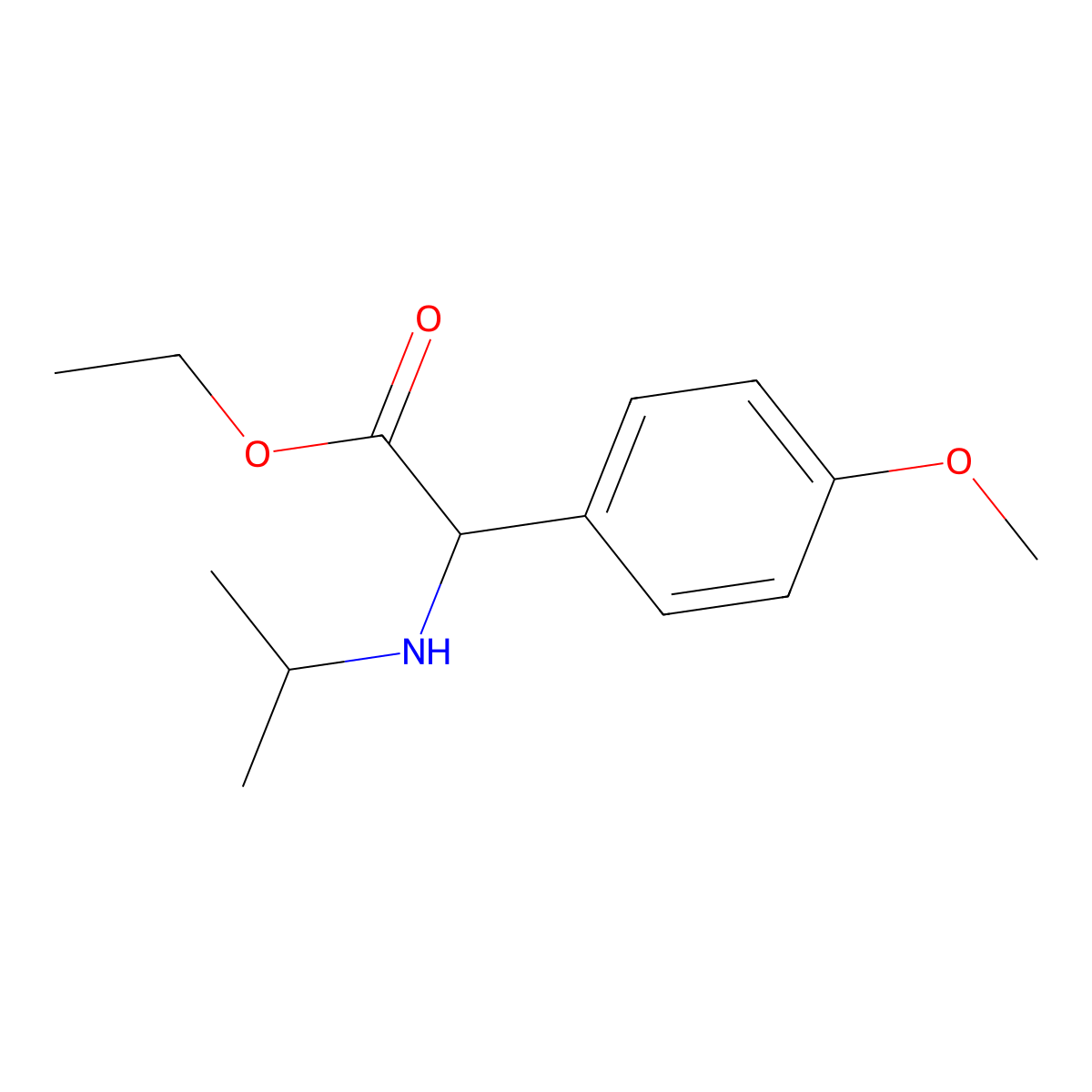 Ethyl 2-(4-methoxyphenyl)-2-[(propan-2-yl)amino]acetate molecular structure, CAS 1218435-73-4
