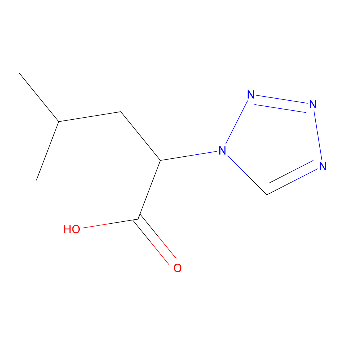 (2S)-4-methyl-2-(1H-tetrazol-1-yl)pentanoic acid molecular structure, CAS 1218436-73-7