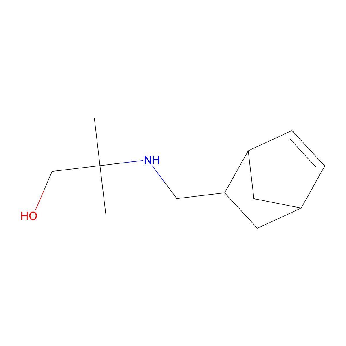 2-[({Bicyclo[2.2.1]hept-5-en-2-yl}methyl)amino]-2-methylpropan-1-ol molecular structure, CAS 1218438-86-8