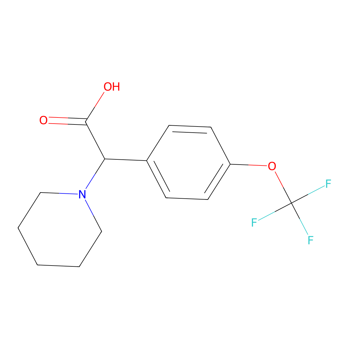 2-(Piperidin-1-yl)-2-(4-(trifluoromethoxy)phenyl)acetic acid molecular structure, CAS 1218439-39-4