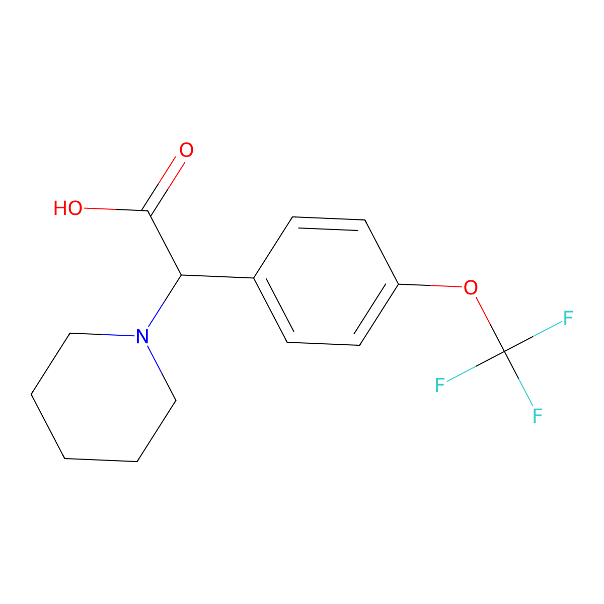 2-(Piperidin-1-yl)-2-(4-(trifluoromethoxy)phenyl)acetic acid molecular structure, CAS 1218439-39-4