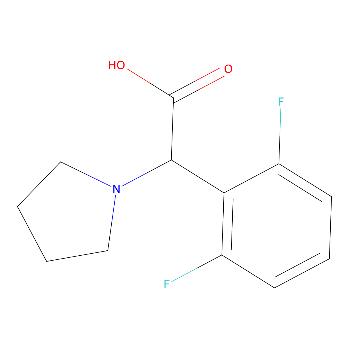 2-(2,6-Difluorophenyl)-2-(pyrrolidin-1-yl)acetic acid molecular structure, CAS 1218444-40-6