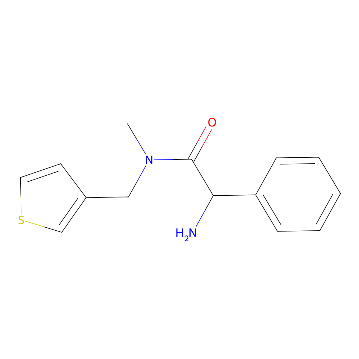 2-amino-N-methyl-2-phenyl-N-[(thiophen-3-yl)methyl]acetamide molecular structure, CAS 1218451-93-4
