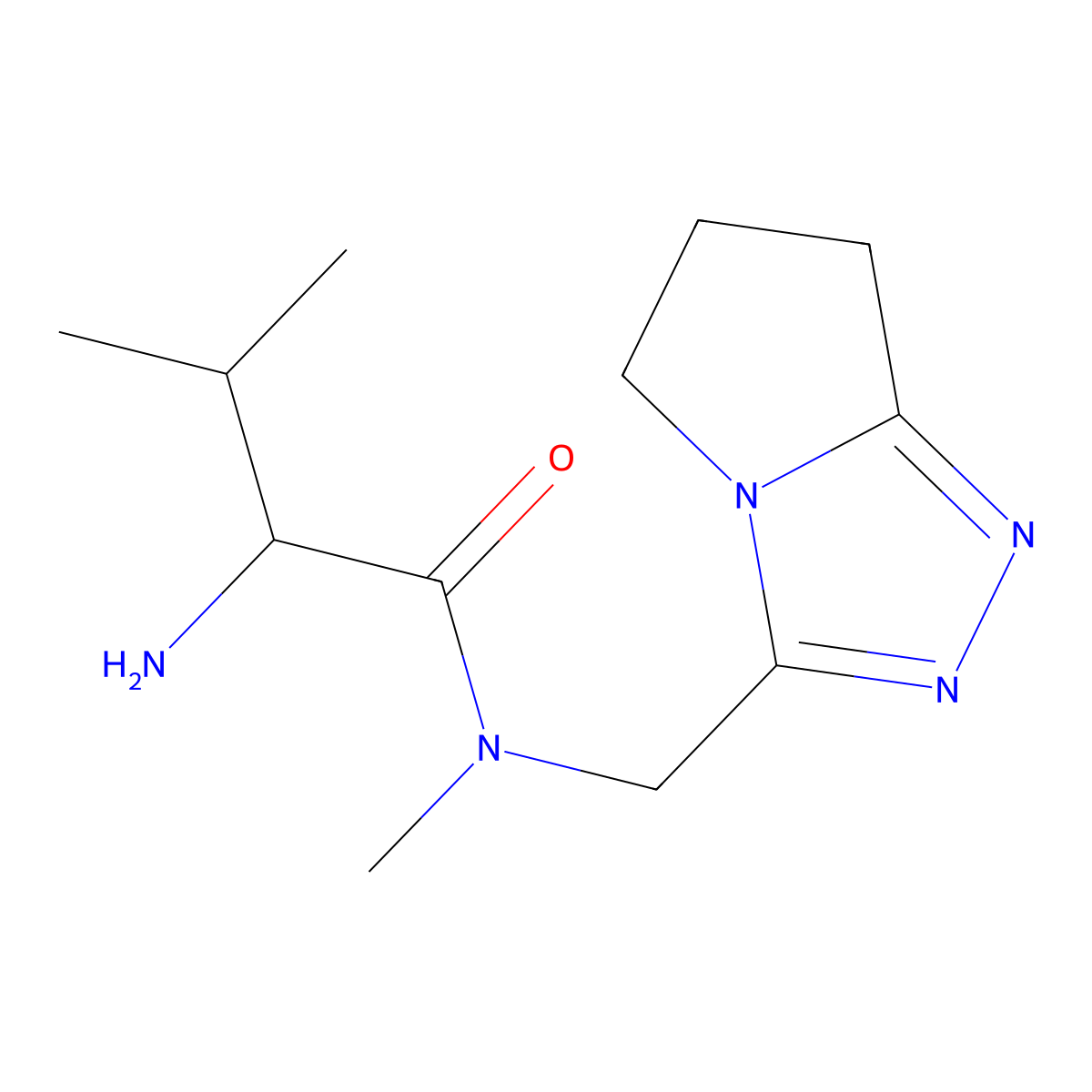 2-amino-N,3-dimethyl-N-{5H,6H,7H-pyrrolo[2,1-c][1,2,4]triazol-3-ylmethyl}butanamide molecular structure, CAS 1218462-71-5
