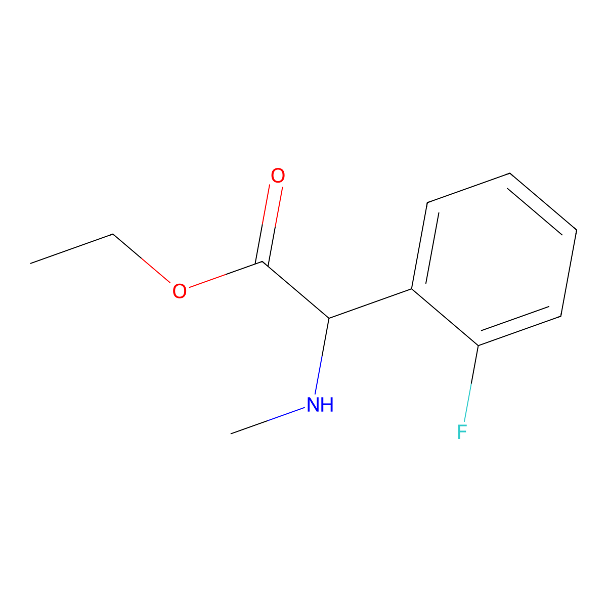 Ethyl 2-(2-fluorophenyl)-2-(methylamino)acetate molecular structure, CAS 1218475-04-7