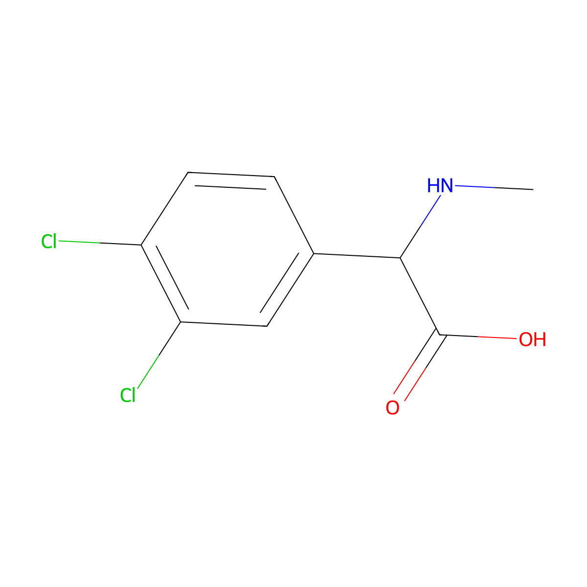 2-(3,4-Dichlorophenyl)-2-(methylamino)acetic acid molecular structure, CAS 1218475-73-0