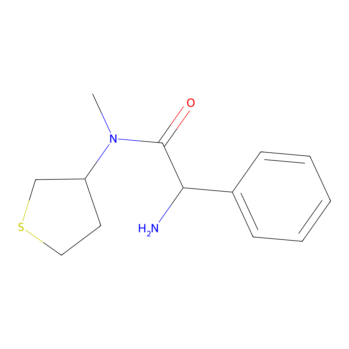 2-amino-N-methyl-2-phenyl-N-(thiolan-3-yl)acetamide molecular structure, CAS 1218482-93-9