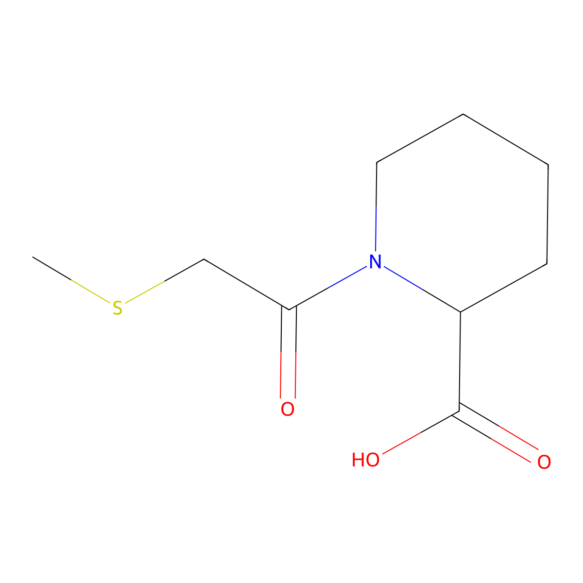 1-(2-(Methylthio)acetyl)piperidine-2-carboxylic acid molecular structure, CAS 1218495-99-8
