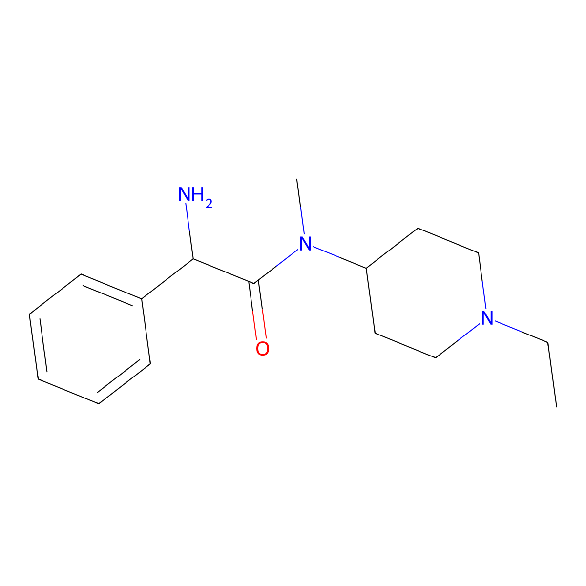 2-amino-N-(1-ethylpiperidin-4-yl)-N-methyl-2-phenylacetamide molecular structure, CAS 1218515-30-0