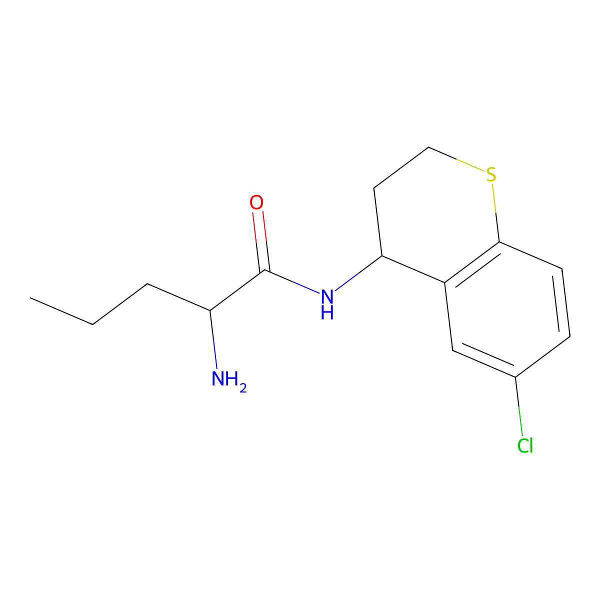 2-Amino-N-(6-chloro-3,4-dihydro-2H-1-benzothiopyran-4-YL)pentanamide molecular structure, CAS 1218516-29-0