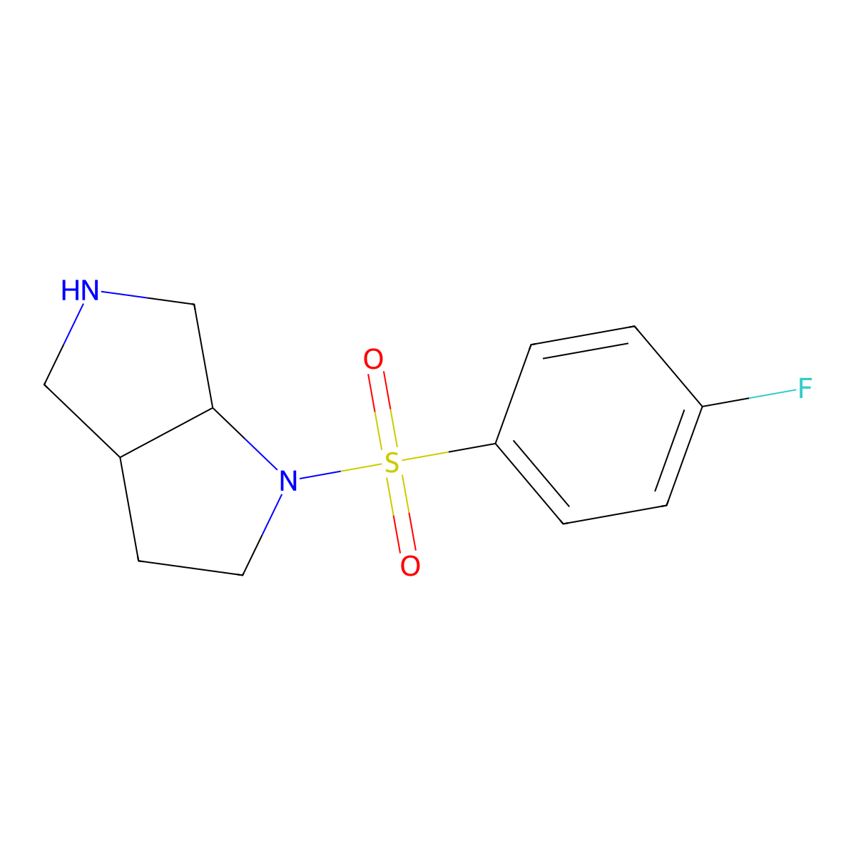 cis-1-((4-Fluorophenyl)sulfonyl)octahydropyrrolo[3,4-b]pyrrole molecular structure, CAS 1218517-81-7
