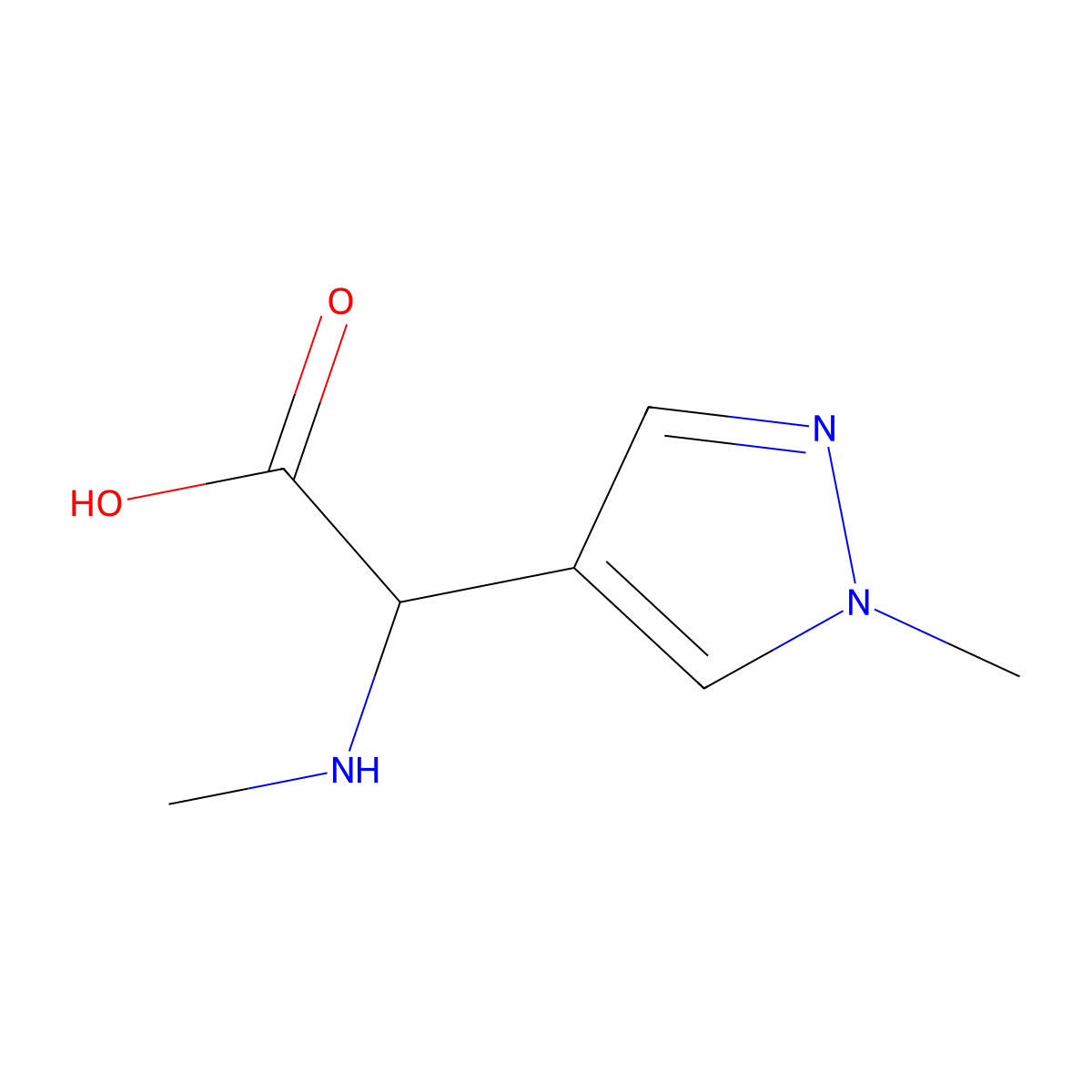 2-(1-Methyl-1H-pyrazol-4-yl)-2-(methylamino)acetic acid molecular structure, CAS 1218519-32-4