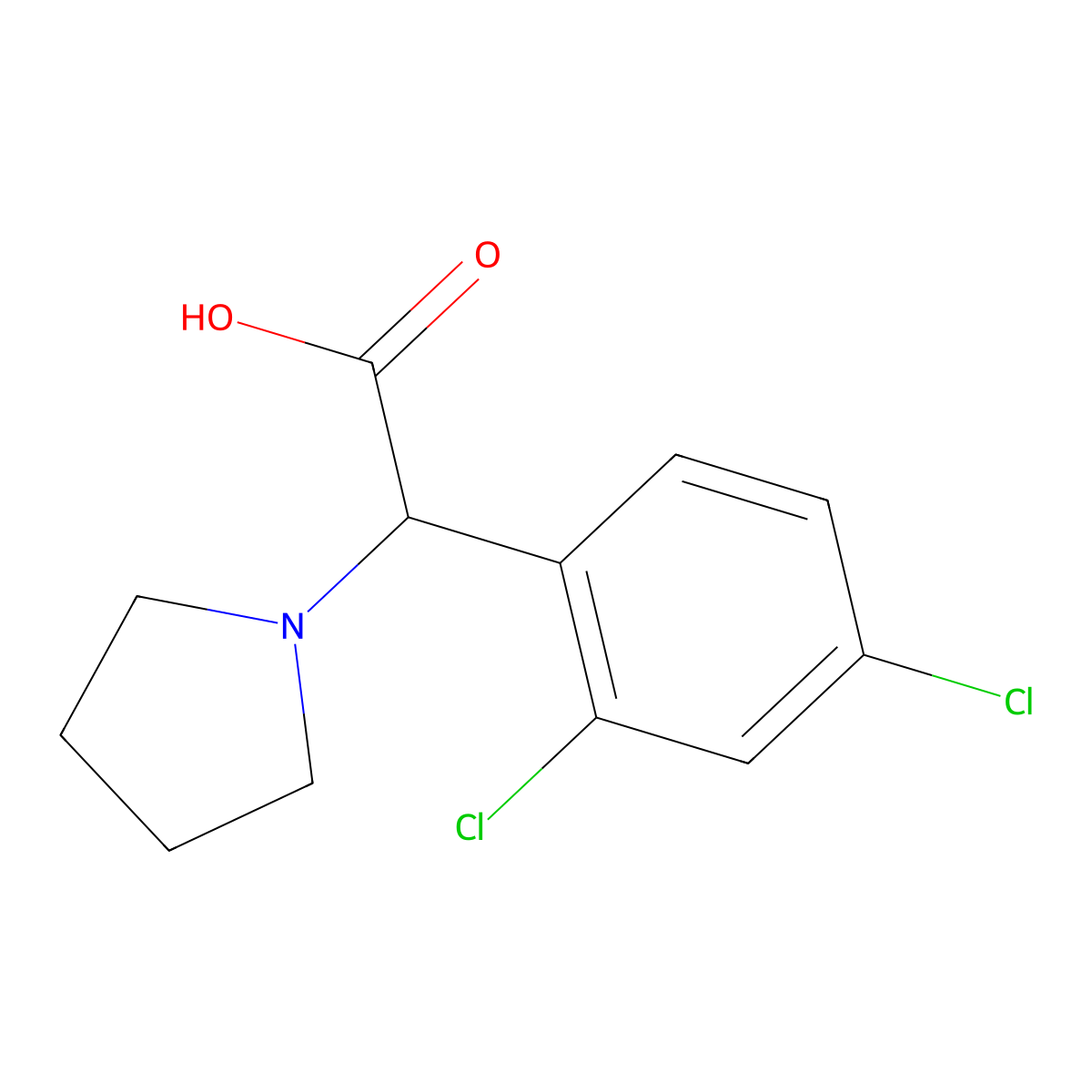 2-(2,4-Dichlorophenyl)-2-(pyrrolidin-1-yl)acetic acid molecular structure, CAS 1218522-07-6