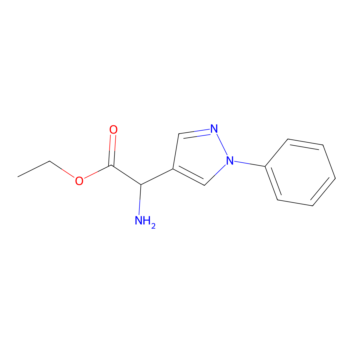ethyl 2-amino-2-(1-phenyl-1H-pyrazol-4-yl)acetate molecular structure, CAS 1218528-24-5