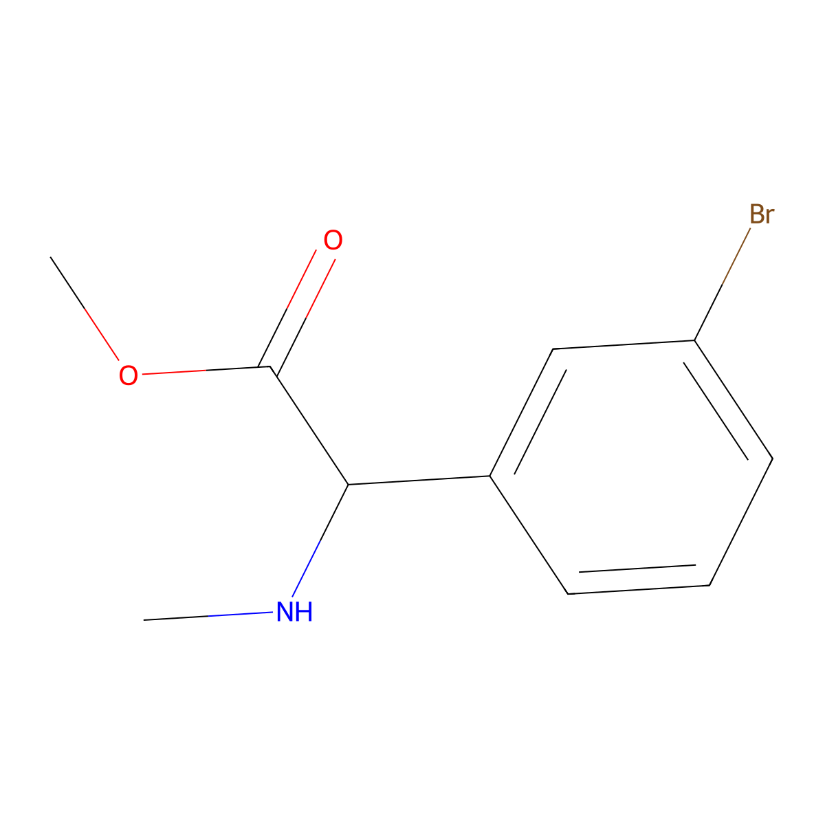 Methyl 2-(3-bromophenyl)-2-(methylamino)acetate molecular structure, CAS 1218546-31-6