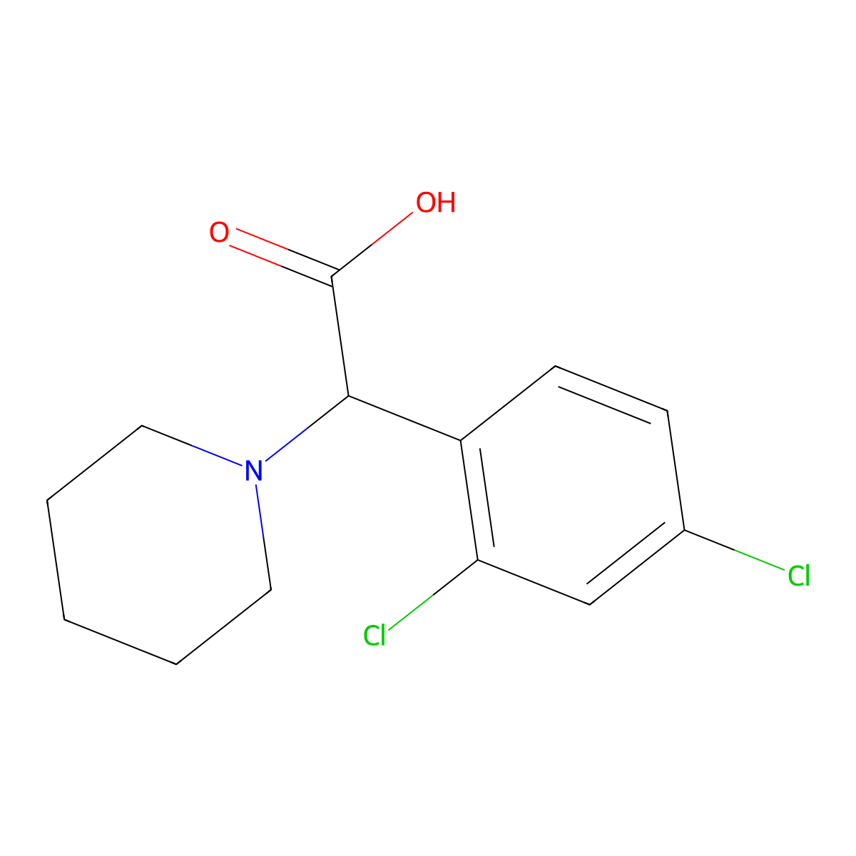 2-(2,4-Dichlorophenyl)-2-(piperidin-1-yl)acetic acid molecular structure, CAS 1218546-73-6