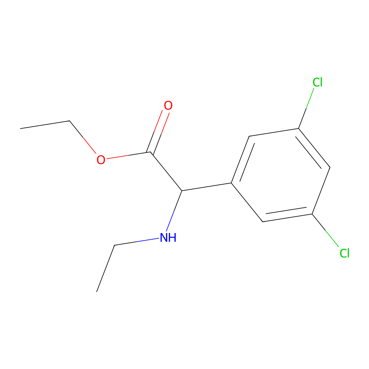 Ethyl 2-(3,5-dichlorophenyl)-2-(ethylamino)acetate molecular structure, CAS 1218548-99-2