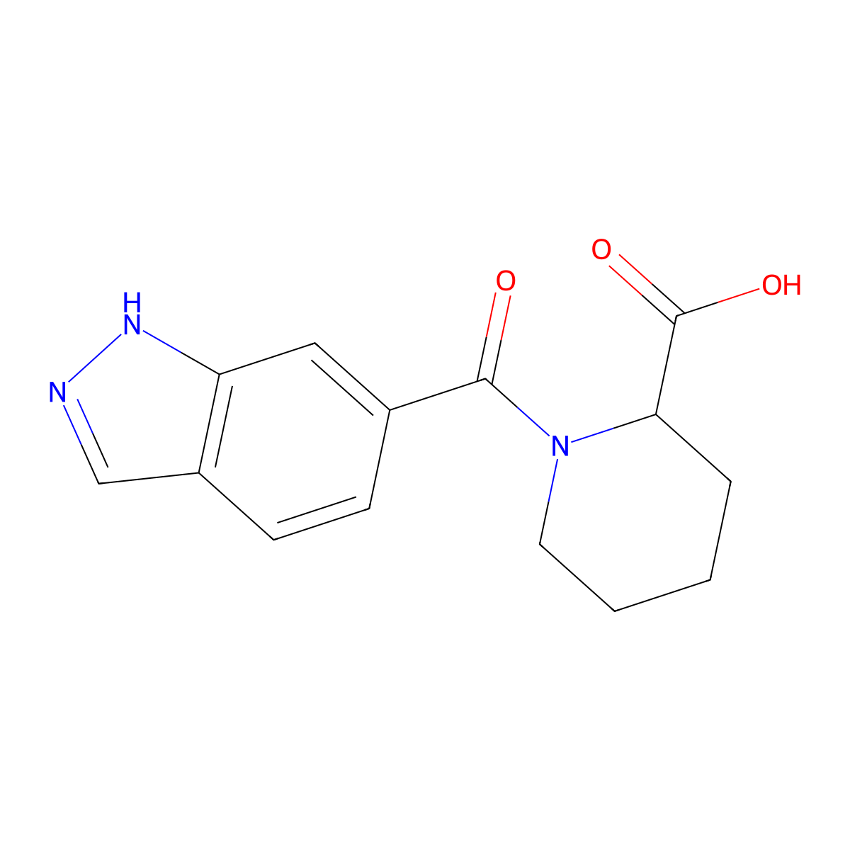 1-(1H-indazole-6-carbonyl)piperidine-2-carboxylic acid molecular structure, CAS 1218555-39-5