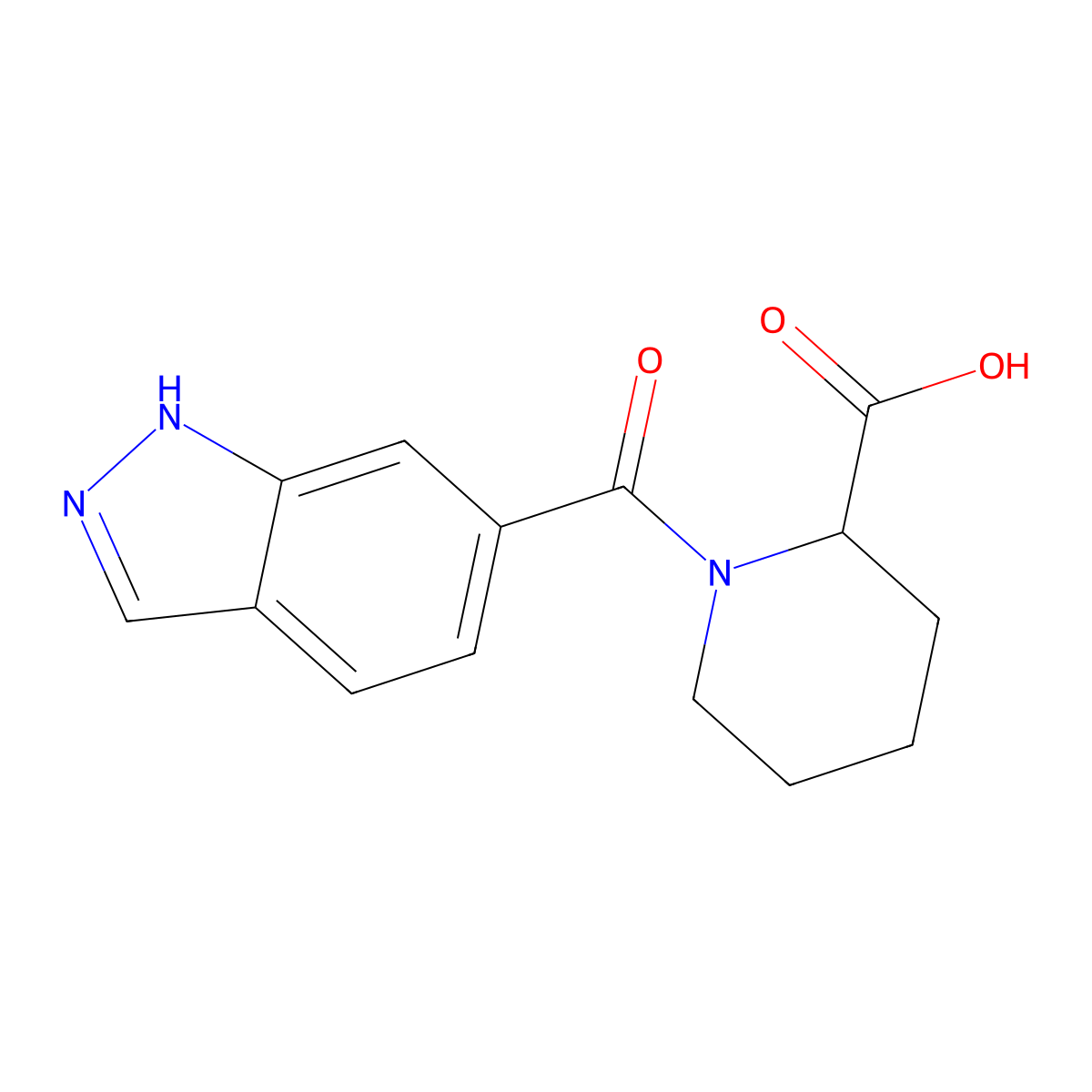 1-(1H-indazole-6-carbonyl)piperidine-2-carboxylic acid molecular structure, CAS 1218555-39-5