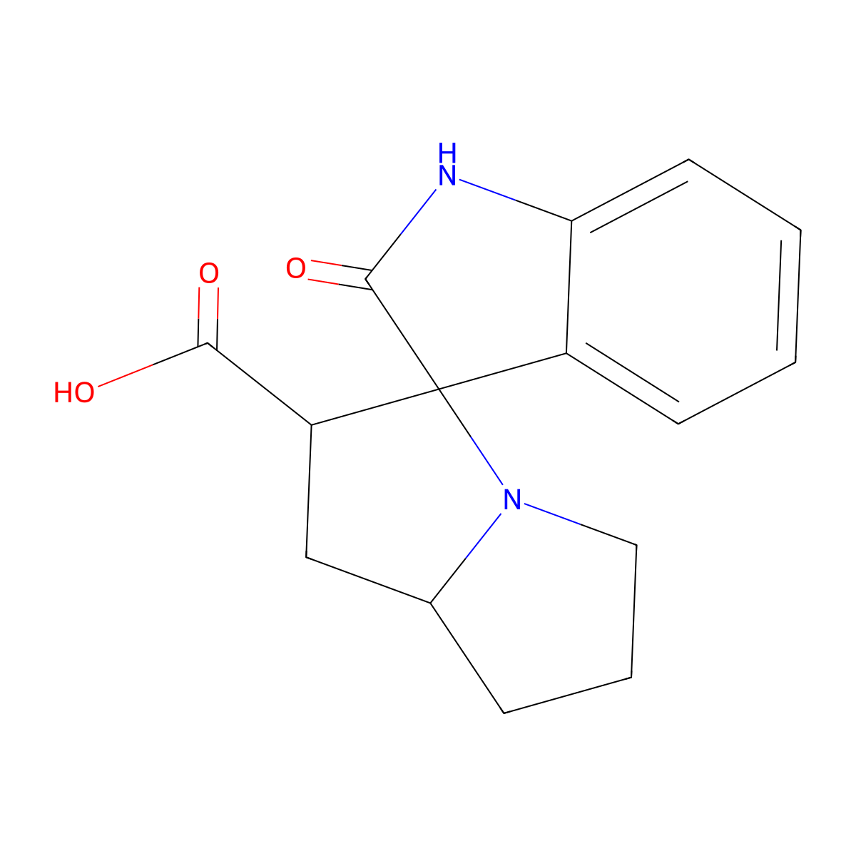 2-Oxo-1',2',5',6',7',7a'-hexahydrospiro[indoline-3,3'-pyrrolizine]-2'-carboxylic acid molecular structure, CAS 1218574-74-3