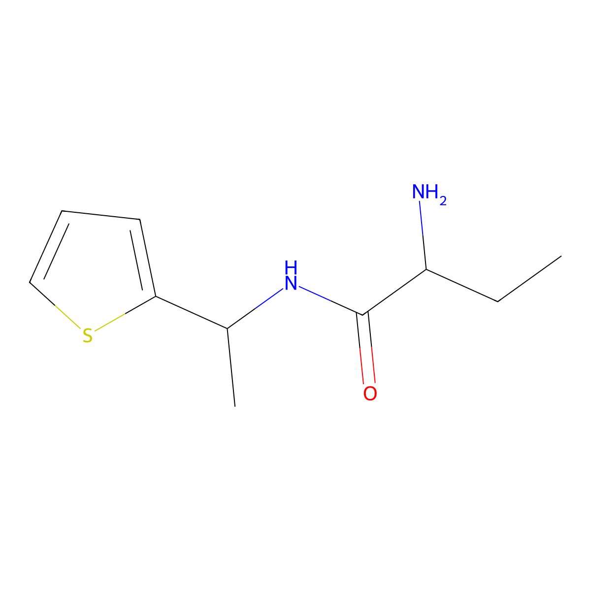 2-amino-N-(1-(thiophen-2-yl)ethyl)butanamide molecular structure, CAS 1218578-99-4