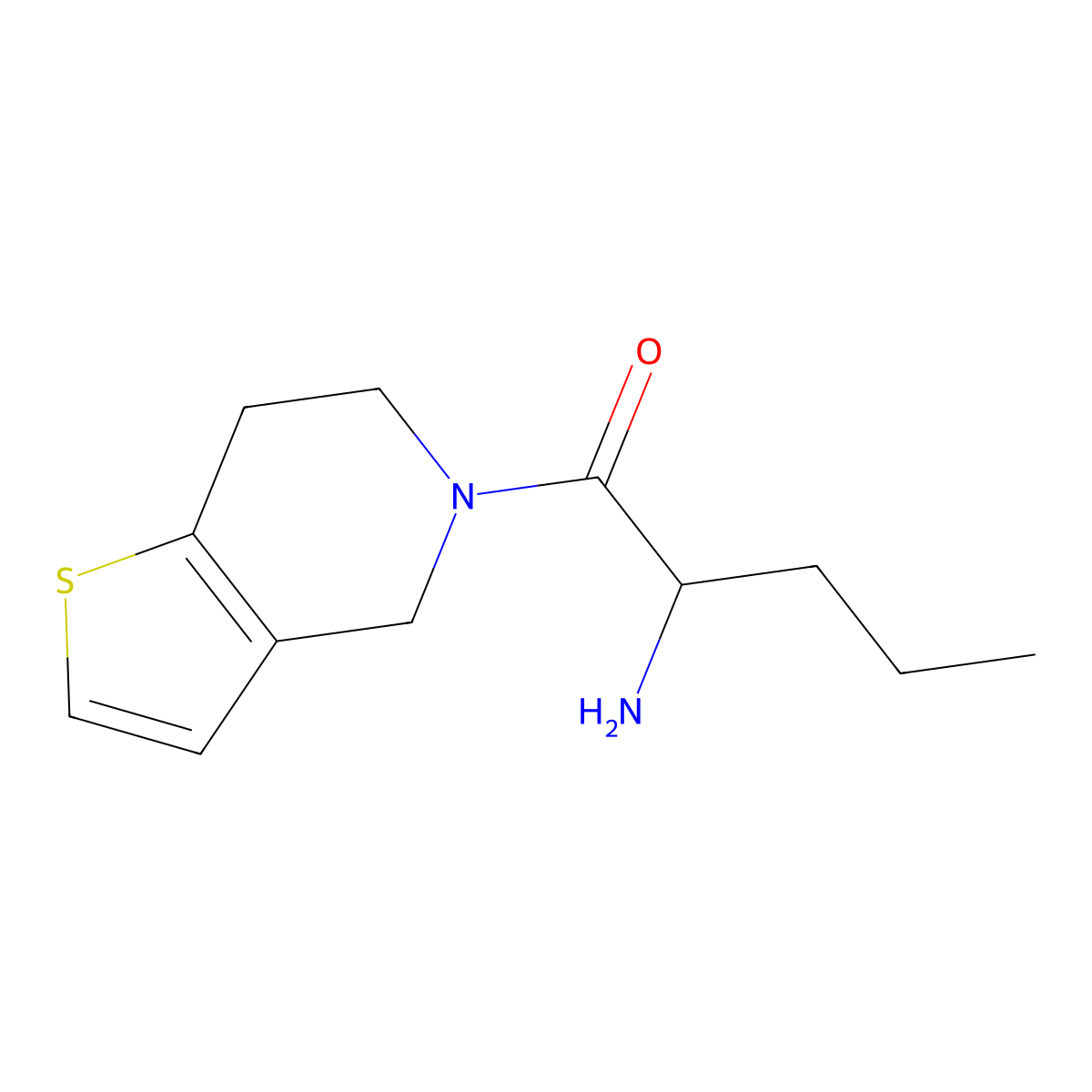 2-amino-1-(4H,5H,6H,7H-thieno(3,2-c)pyridin-5-yl)pentan-1-one molecular structure, CAS 1218585-07-9