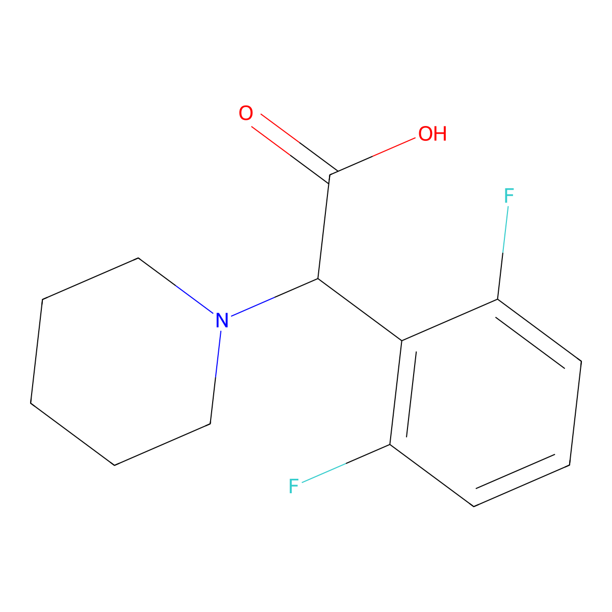 2-(2,6-Difluorophenyl)-2-(piperidin-1-yl)acetic acid molecular structure, CAS 1218586-59-4