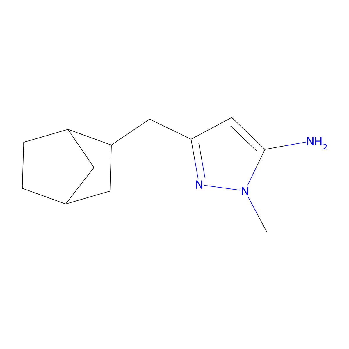 3-(Bicyclo[2.2.1]heptan-2-ylmethyl)-1-methyl-1h-pyrazol-5-amine molecular structure, CAS 1218586-88-9