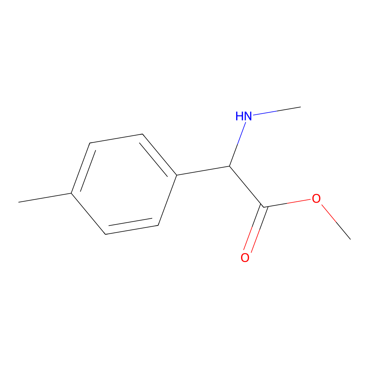 Methyl 2-(methylamino)-2-(4-methylphenyl)acetate molecular structure, CAS 1218590-90-9