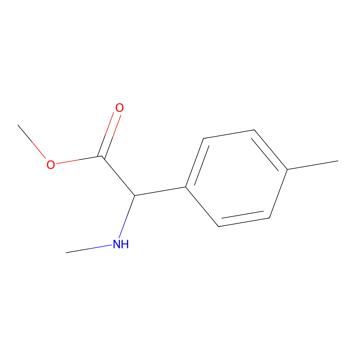 Methyl 2-(methylamino)-2-(4-methylphenyl)acetate molecular structure, CAS 1218590-90-9