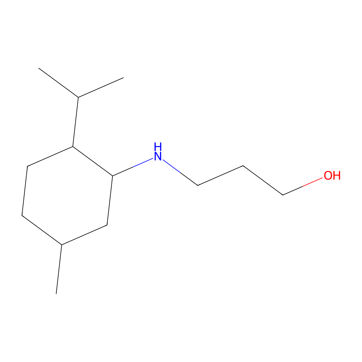 3-{[5-Methyl-2-(propan-2-yl)cyclohexyl]amino}propan-1-ol molecular structure, CAS 1218592-41-6