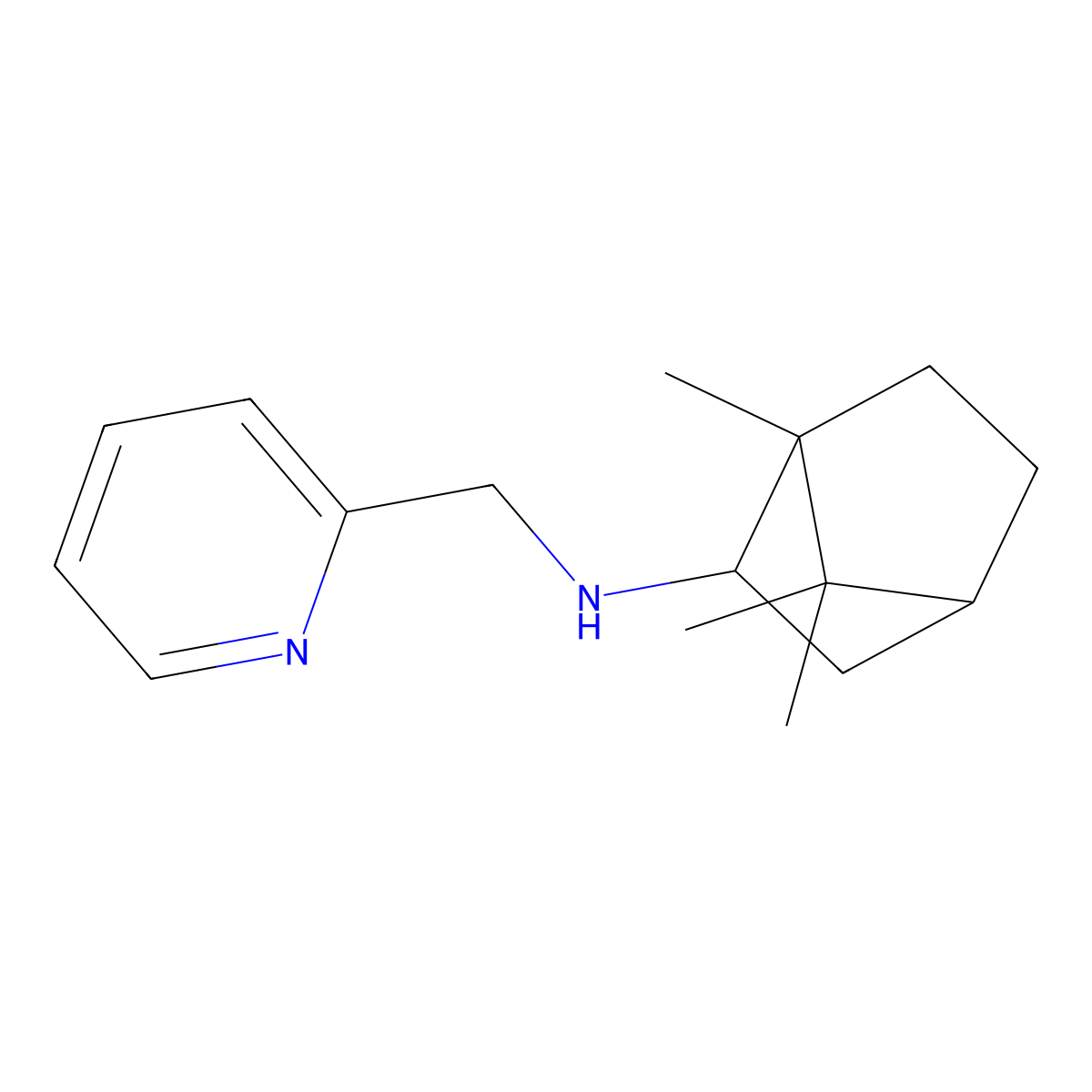 1,7,7-Trimethyl-N-(pyridin-2-ylmethyl)bicyclo[2.2.1]heptan-2-amine molecular structure, CAS 1218598-13-0