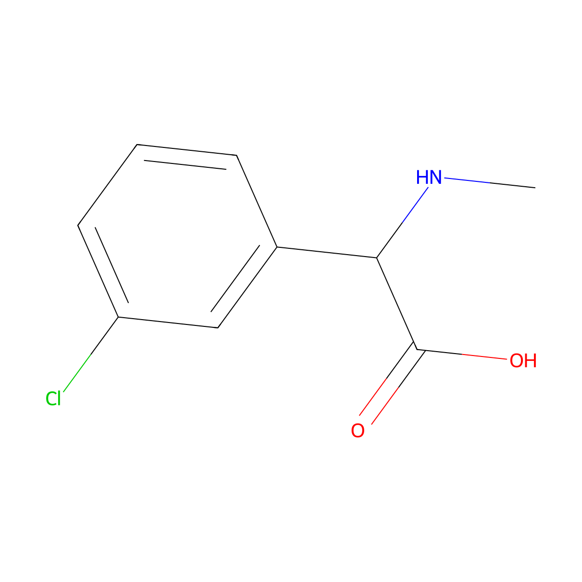 2-(3-Chlorophenyl)-2-(methylamino)acetic acid molecular structure, CAS 1218602-30-2