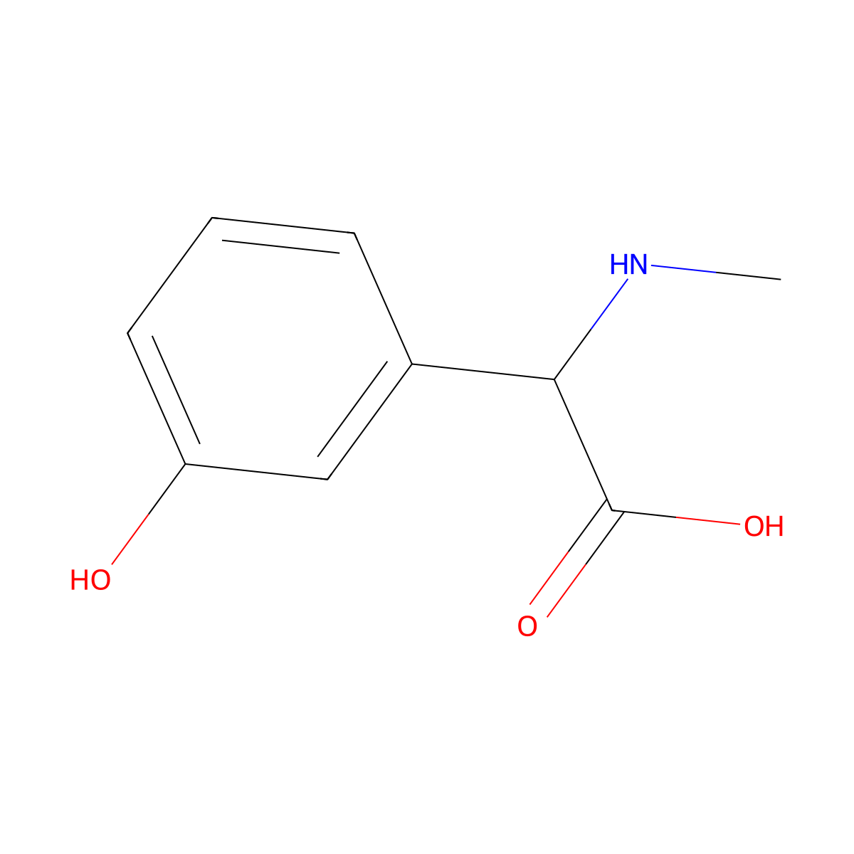 2-(3-Hydroxyphenyl)-2-(methylamino)acetic acid molecular structure, CAS 1218604-06-8