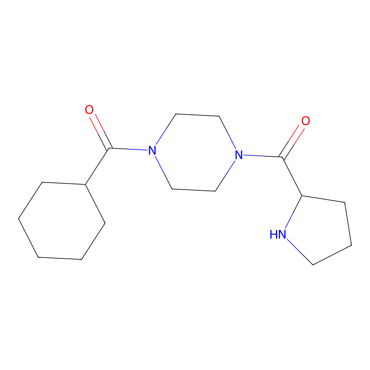 1-cyclohexanecarbonyl-4-[(2S)-pyrrolidine-2-carbonyl]piperazine molecular structure, CAS 1218608-84-4