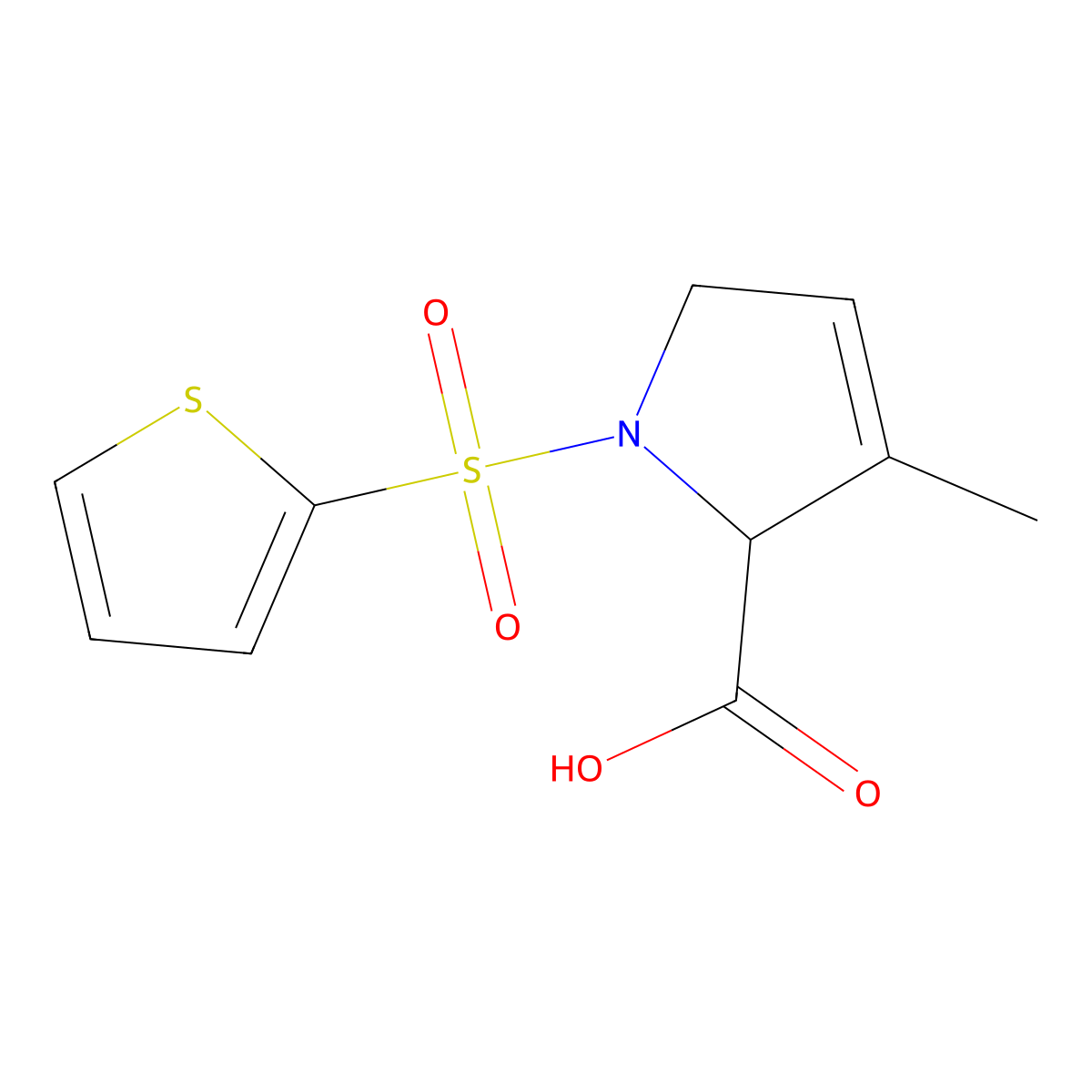 3-methyl-1-(2-thienylsulfonyl)-2,5-dihydro-1H-pyrrole-2-carboxylic acid molecular structure, CAS 1218609-65-4