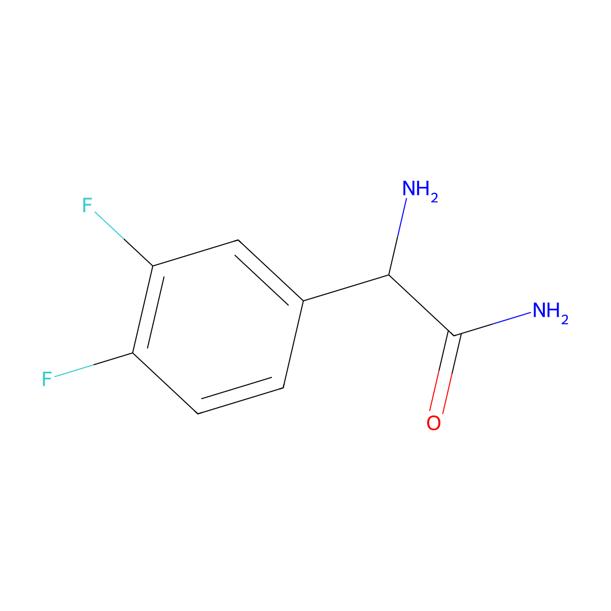 2-Amino-2-(3,4-difluorophenyl)acetamide molecular structure, CAS 1218611-59-6