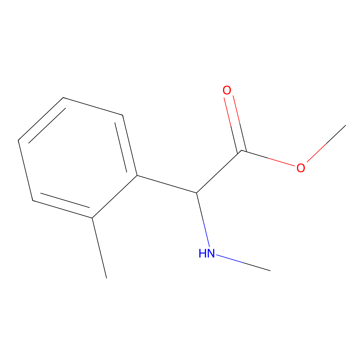 Methyl 2-(methylamino)-2-(2-methylphenyl)acetate molecular structure, CAS 1218625-97-8