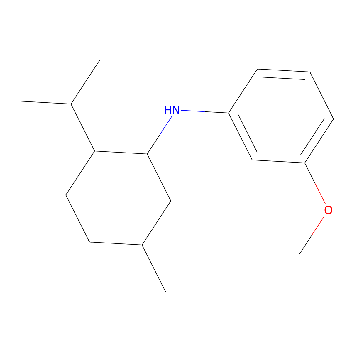 3-methoxy-N-[5-methyl-2-(propan-2-yl)cyclohexyl]aniline molecular structure, CAS 1218627-81-6