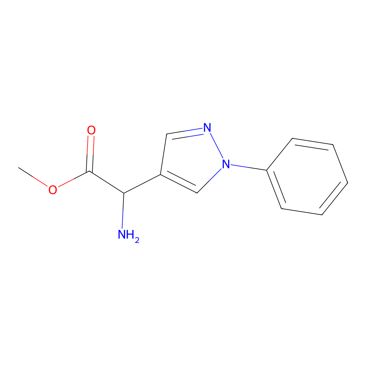 Methyl 2-amino-2-(1-phenyl-1H-pyrazol-4-yl)acetate molecular structure, CAS 1218630-45-5