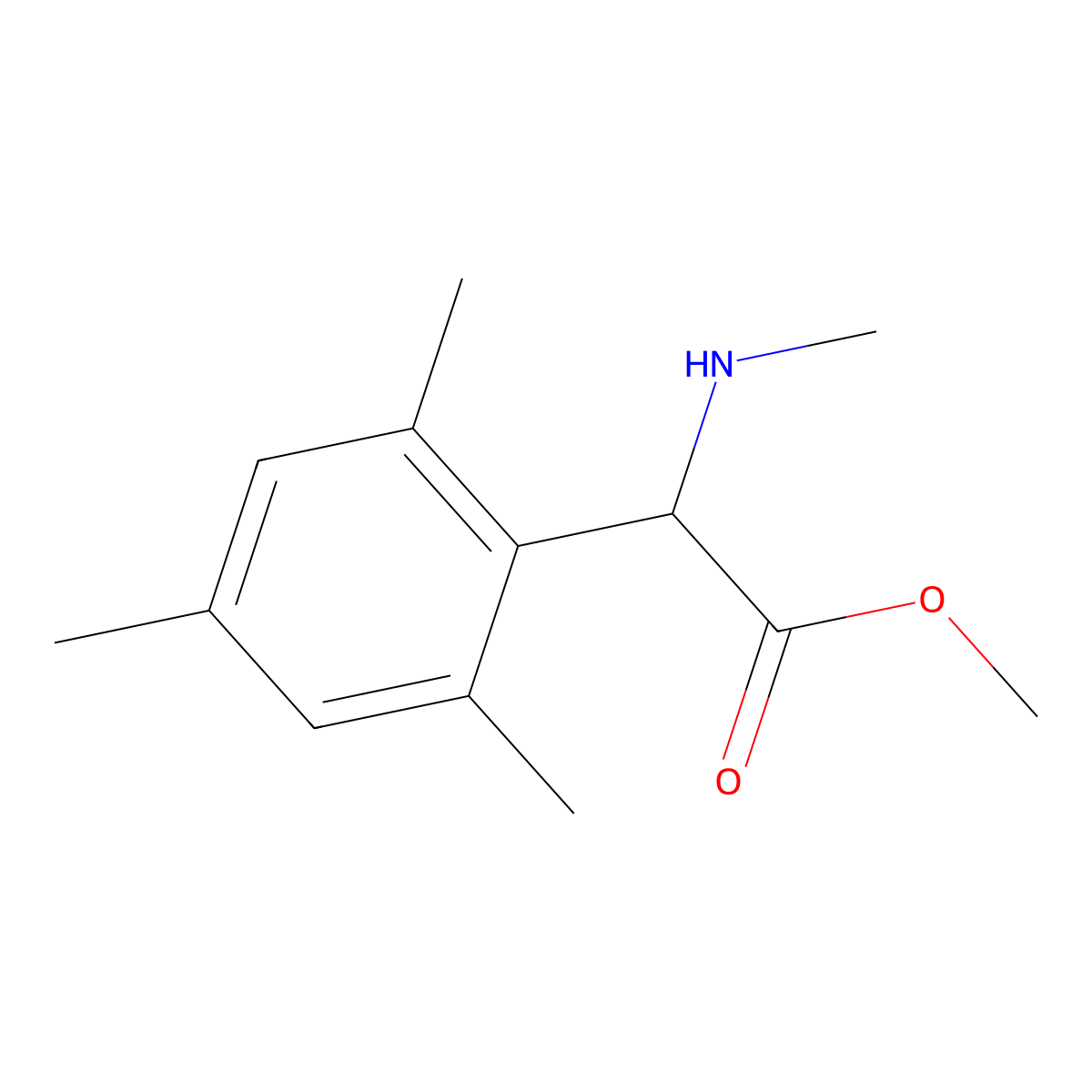 Methyl 2-mesityl-2-(methylamino)acetate molecular structure, CAS 1218631-75-4