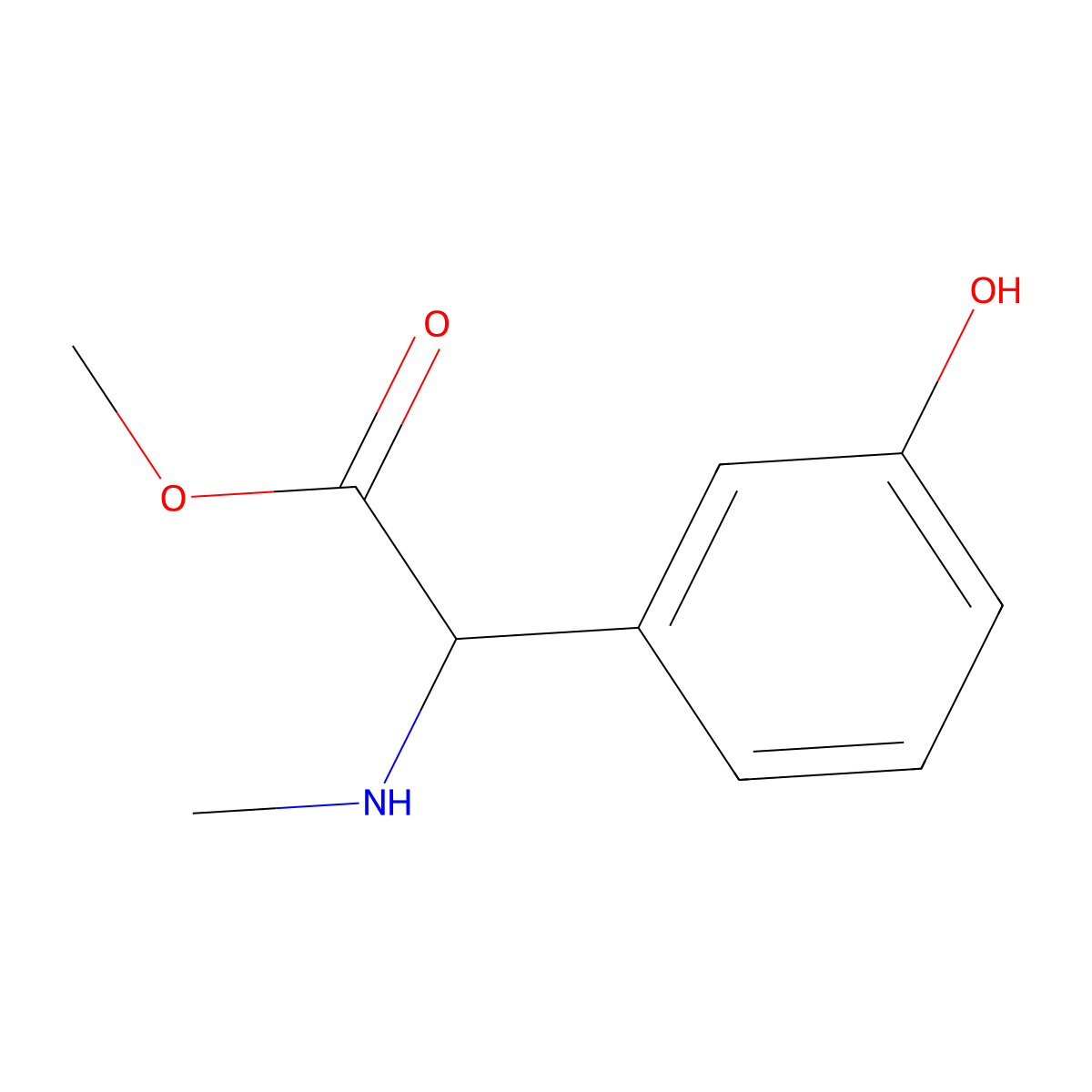 Methyl 2-(3-hydroxyphenyl)-2-(methylamino)acetate molecular structure, CAS 1218632-01-9