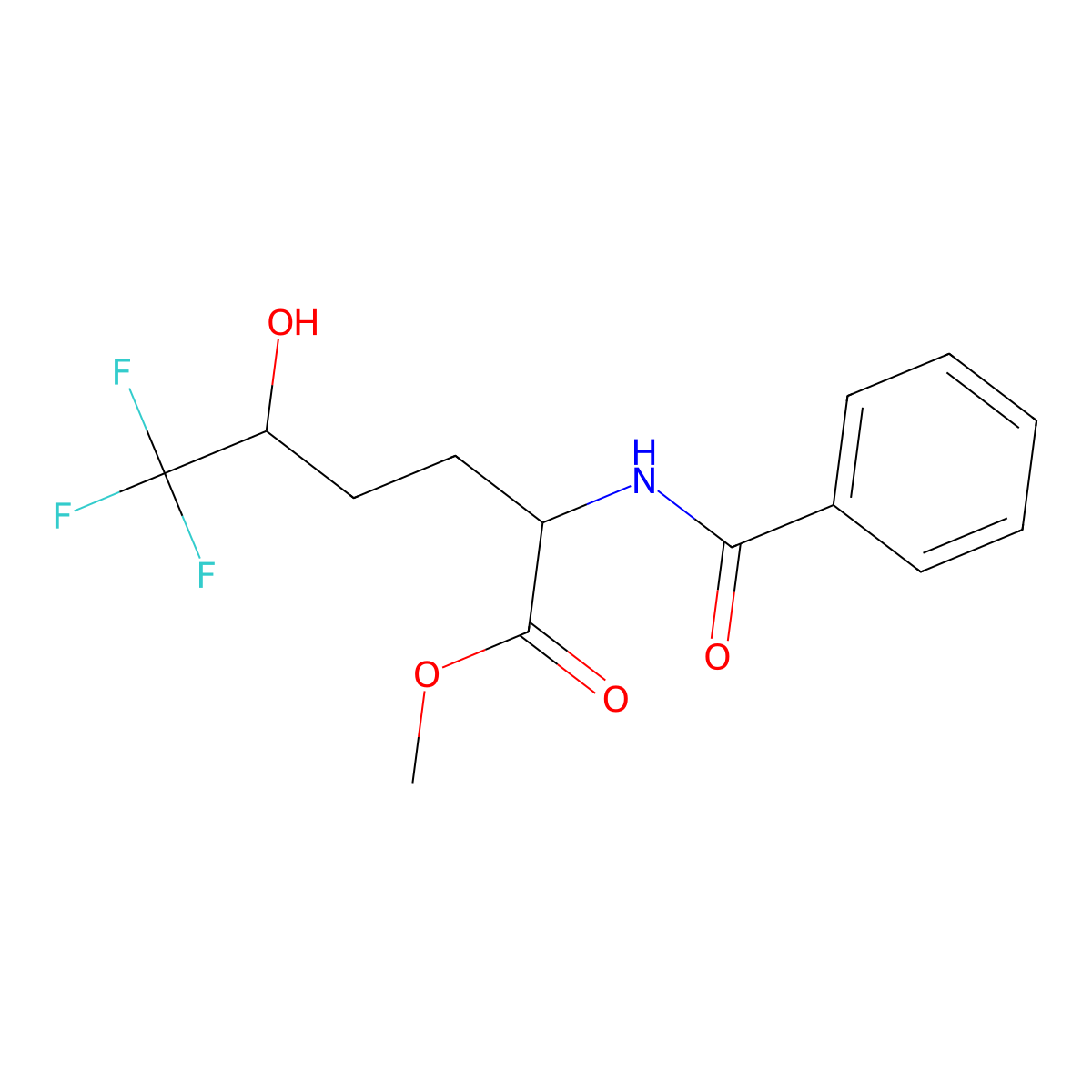 Methyl 6,6,6-trifluoro-5-hydroxy-2-(phenylformamido)hexanoate molecular structure, CAS 1218632-21-3
