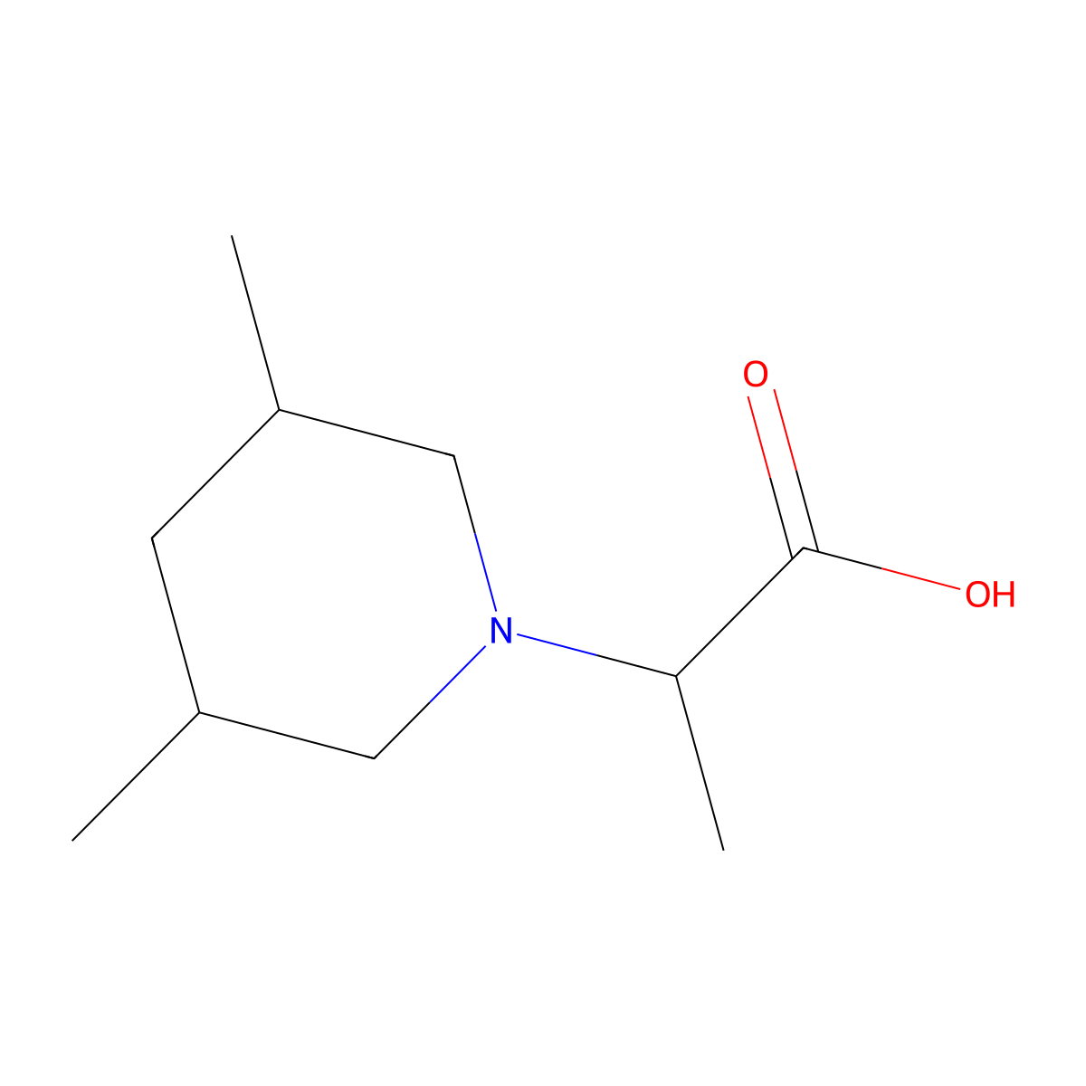 2-(3,5-Dimethylpiperidin-1-yl)propanoic acid molecular structure, CAS 1218638-84-6