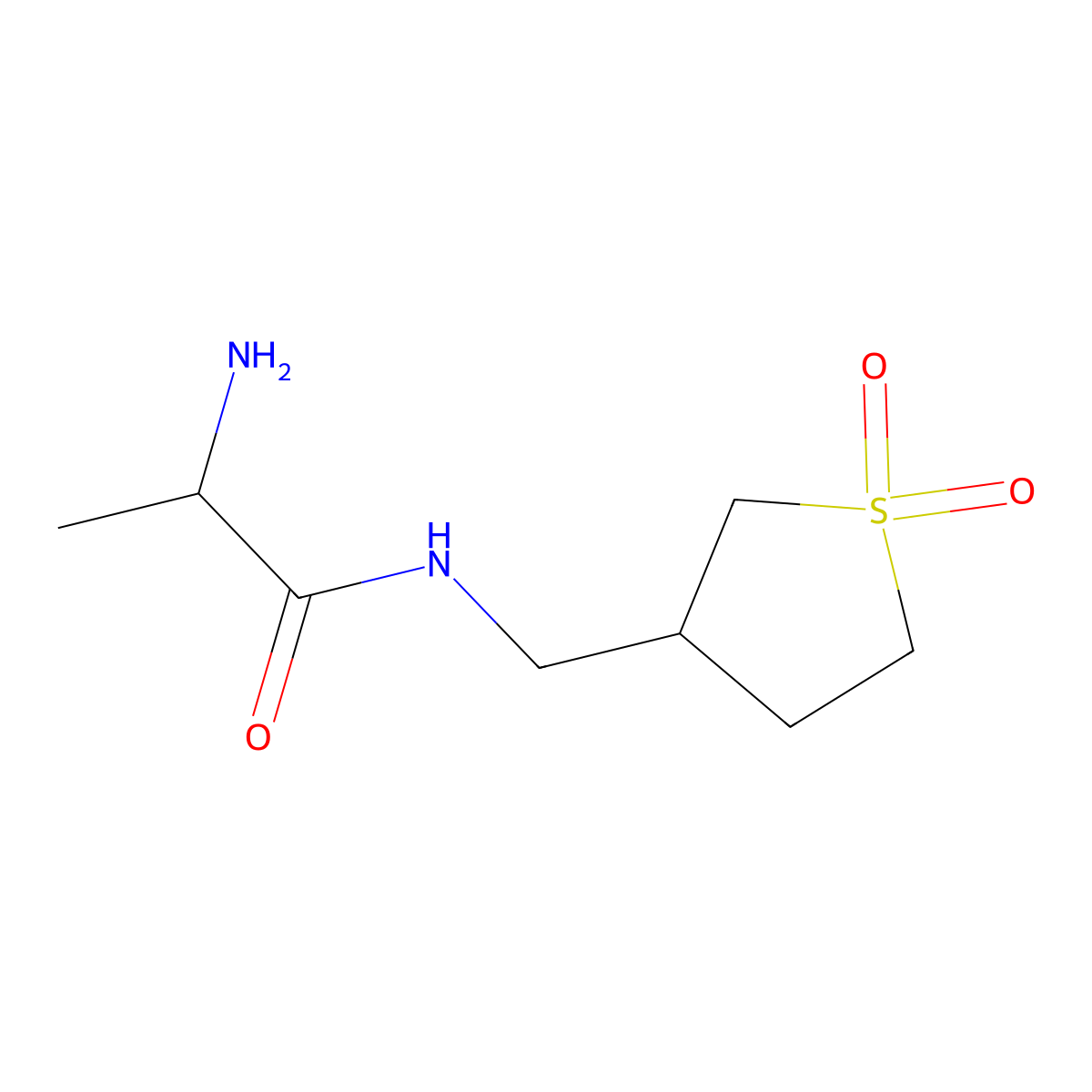 2-Amino-N-[(1,1-dioxo-1lambda6-thiolan-3-yl)methyl]propanamide molecular structure, CAS 1218639-75-8