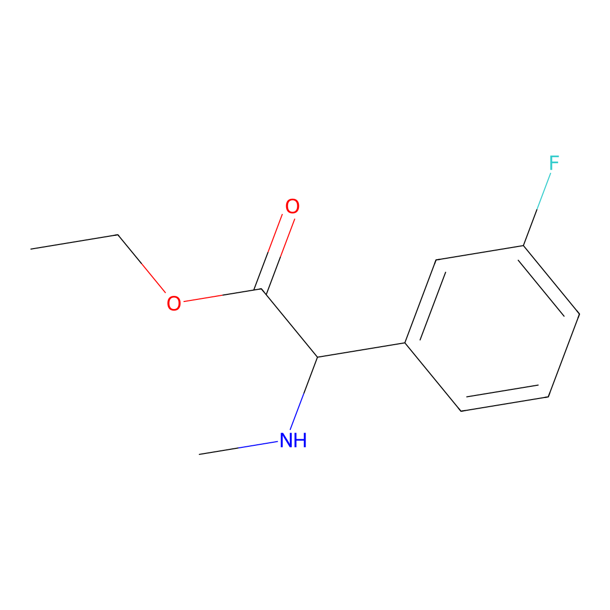 Ethyl 2-(3-fluorophenyl)-2-(methylamino)acetate molecular structure, CAS 1218643-18-5