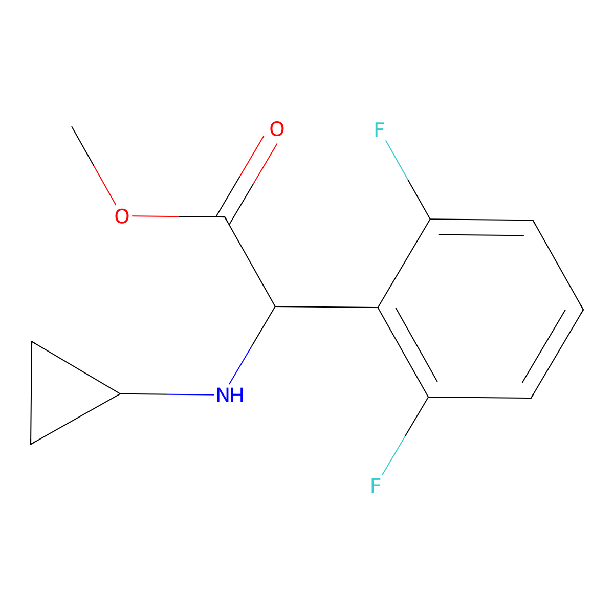 Methyl 2-(cyclopropylamino)-2-(2,6-difluorophenyl)acetate molecular structure, CAS 1218644-84-8