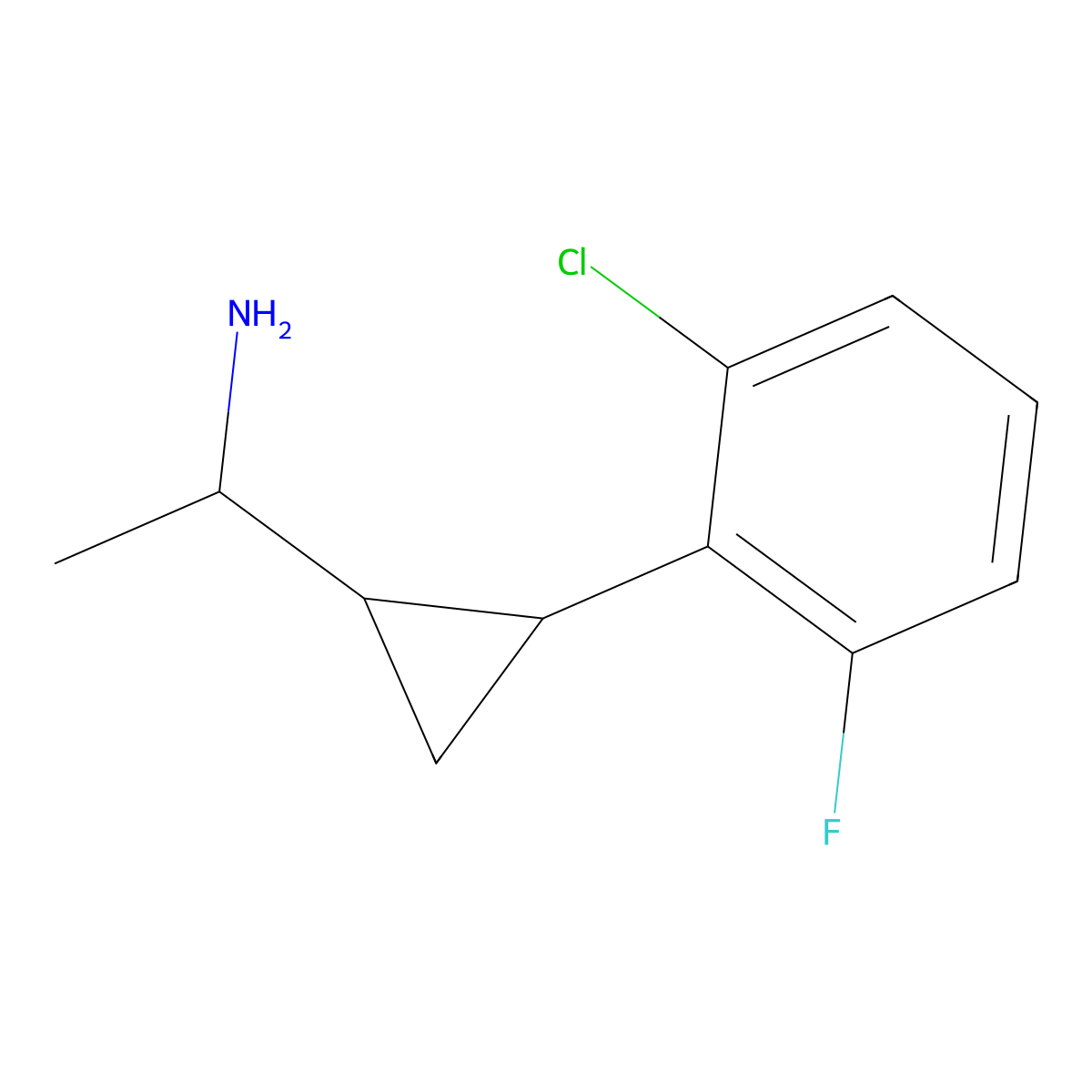 1-(2-(2-Chloro-6-fluorophenyl)cyclopropyl)ethanamine molecular structure, CAS 1218645-22-7