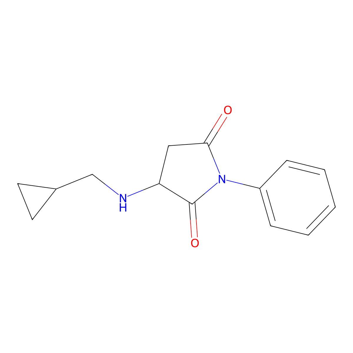 3-[(Cyclopropylmethyl)amino]-1-phenylpyrrolidine-2,5-dione molecular structure, CAS 1218645-93-2