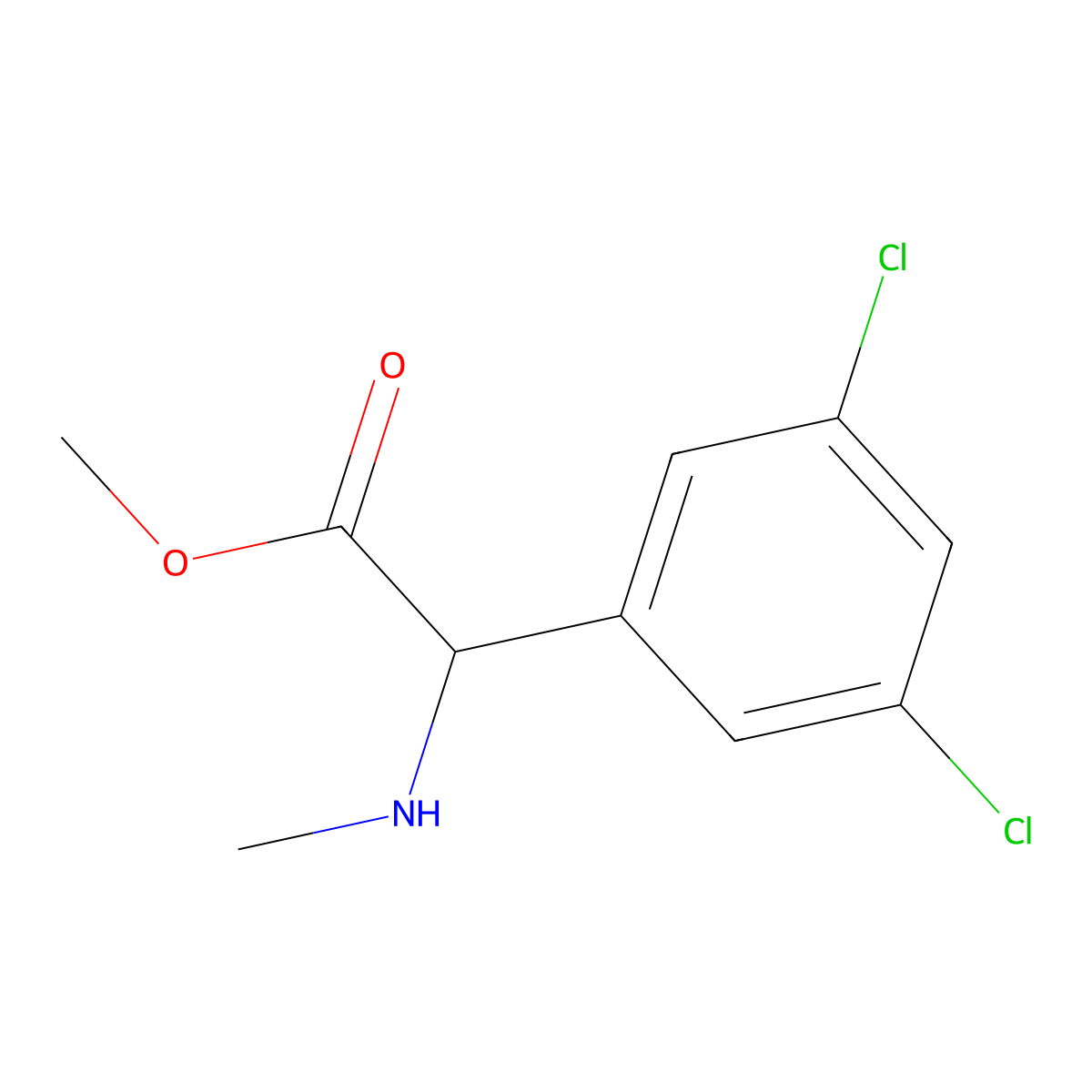 Methyl 2-(3,5-dichlorophenyl)-2-(methylamino)acetate molecular structure, CAS 1218647-03-0
